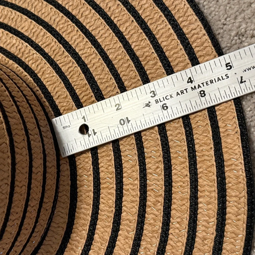 a.n.a. Striped Tan and Black Wide Brim Floppy Sun Hat NWT